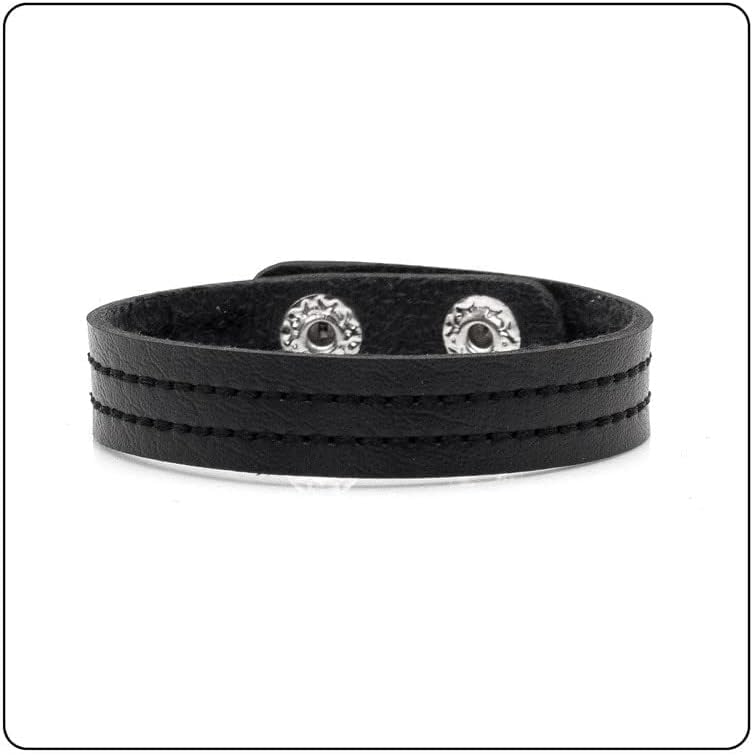 Fusamk Fashion Simple Sewing Thread Pattern Leather Cuff Bracelet - Image 2